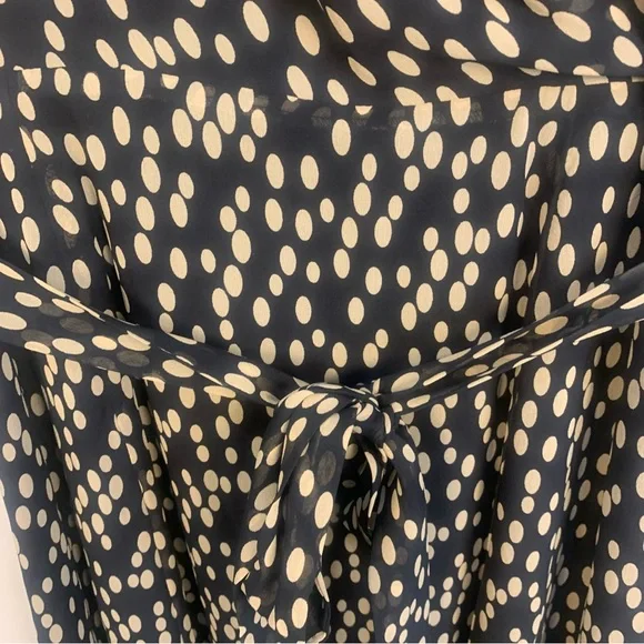 Talbot Petites Vintage 100% Pure Silk V Neck Wrap Polka Dot Midi Dress - Picture 6 of 12
